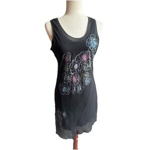 Mur Mur Slip Dress‎ Sheer Tank Lined Floral Whimsygoth Asymmetrical Y2k XS Small